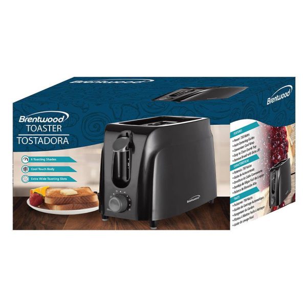 Brentwood TS260B Toaster 2 Slice - Black Supply